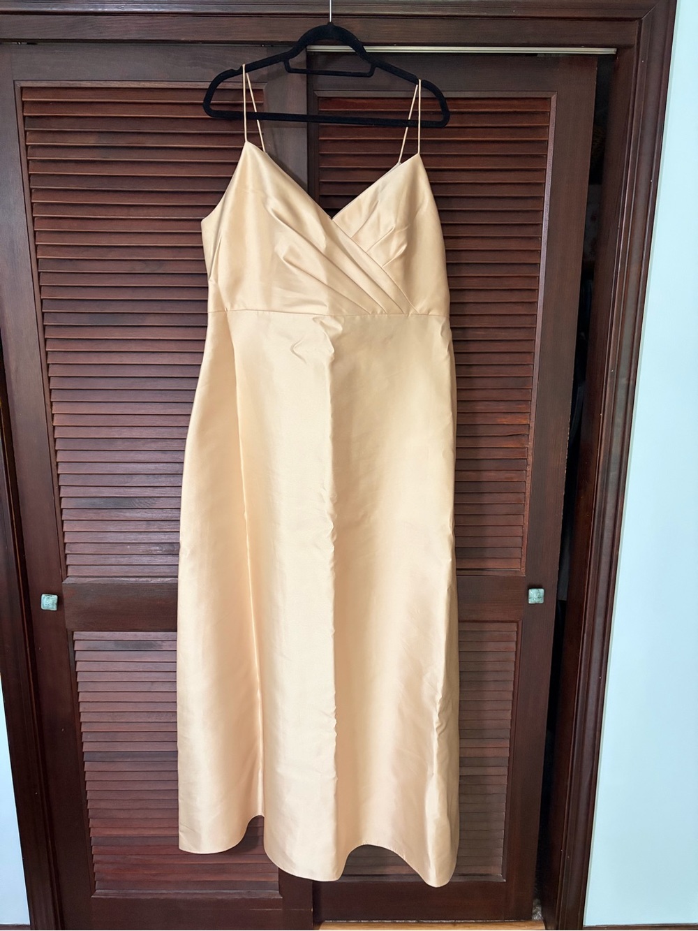 ALFRED SUNG Gold Champagne Satin Dress